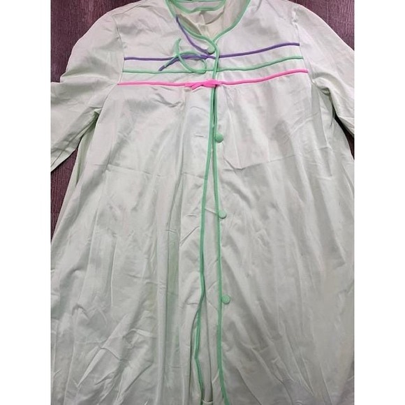 Vintage 80's Lorraine lime green nightgown and robe‎ set size XS Peignoir - Picture 6 of 6